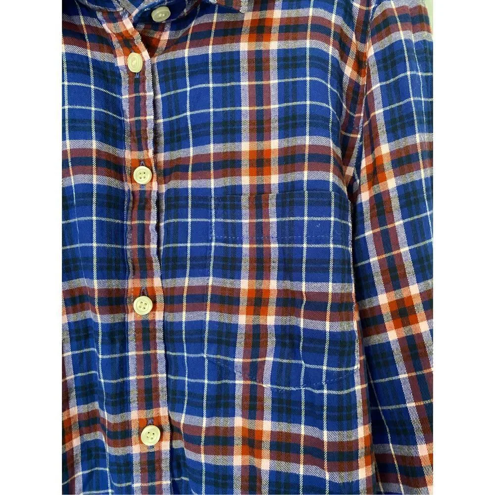 J crew boy fit classic plaid flannel 100% cotton button up shirt size XS￼